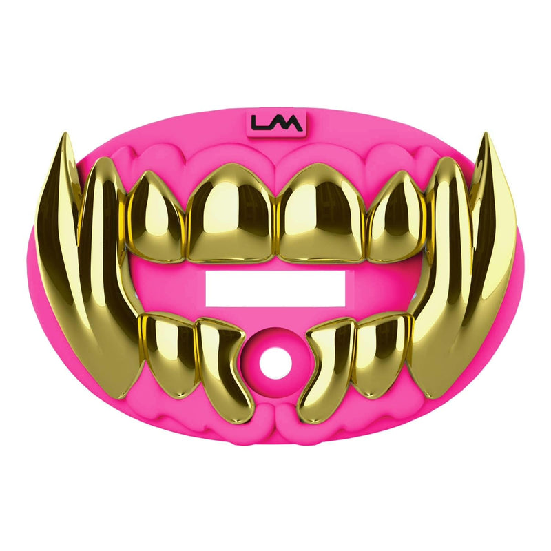 Loudmouth Football Mouth Guard - 3D Chrome Beast Football Mouthpiece, Fits Adult & Youth Ages 5+, Accessories Mouth Guard (3D Chrome Beast - Fluorescent Pink)