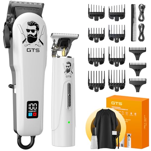 GTSPro Hair Clippers for Men, Clippers and Trimmers Set, Barber Clippers, Electric Hair Trimmer with Box, Gifts for Men White Human-white