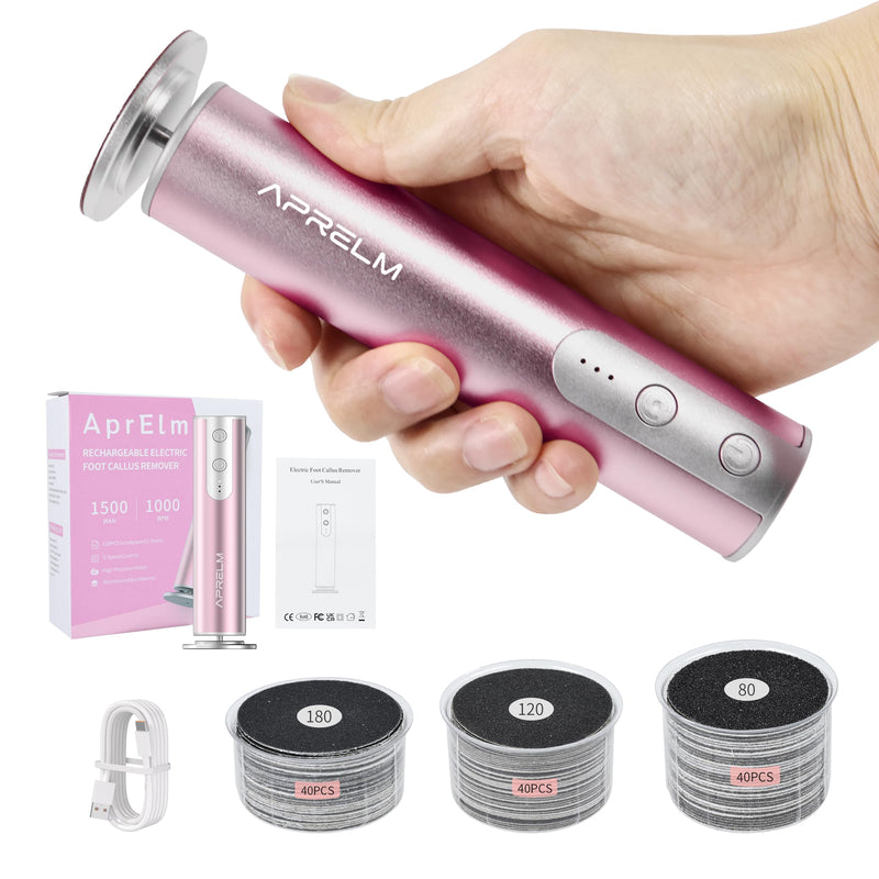 Rechargeable Electric Foot Callus Remover with 3-Sizes 120Pcs Sandpaper Discs, Professional 900RPM 3-Speed Control Aluminum Electric Foot File (E3 Rose Pink) Pink-recharge - BeesActive Australia