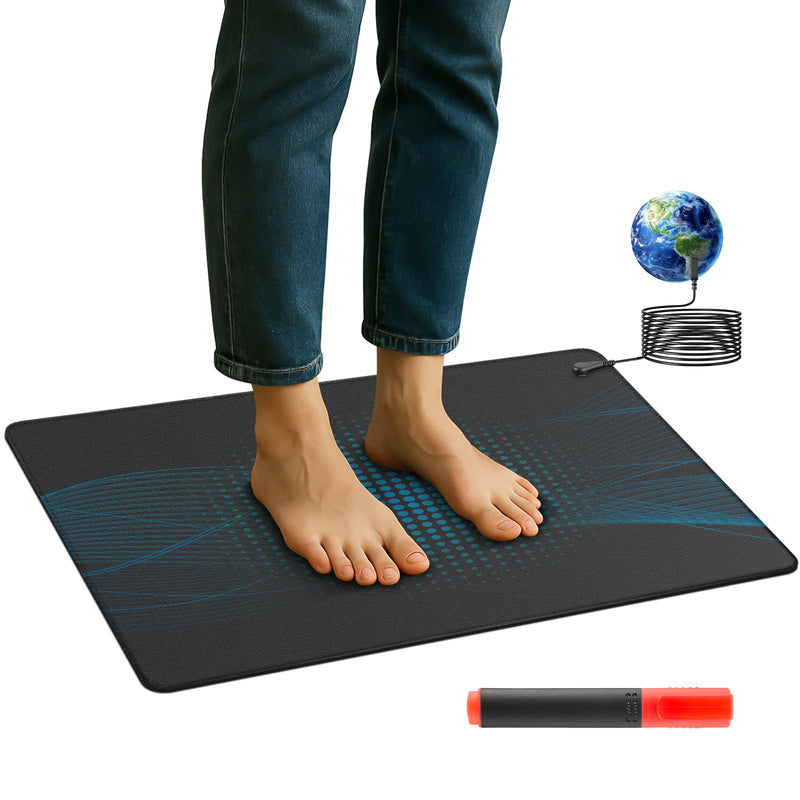 Grounding Mat with 100K Ohmresistor, The Globe Pad for Feet Earth Ground Therapy Improved Sleep Reduced Pain,Earth Grounded Pads Healthy Mats with Grounding Wire Magnetic Therapy Mat (Black) Black - BeesActive Australia