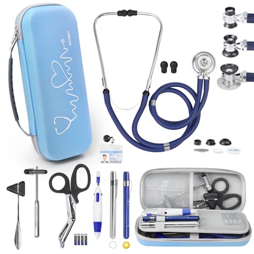 Scian 13 Pcs Stethoscope Case Kits, Supplies Inclued, Perfect Nurse Gift Stethoscope Holder for Nurse Medical Student, Blue Portable First Aid Kit Bag with Medical Scissor, Nurse Accessories for Work