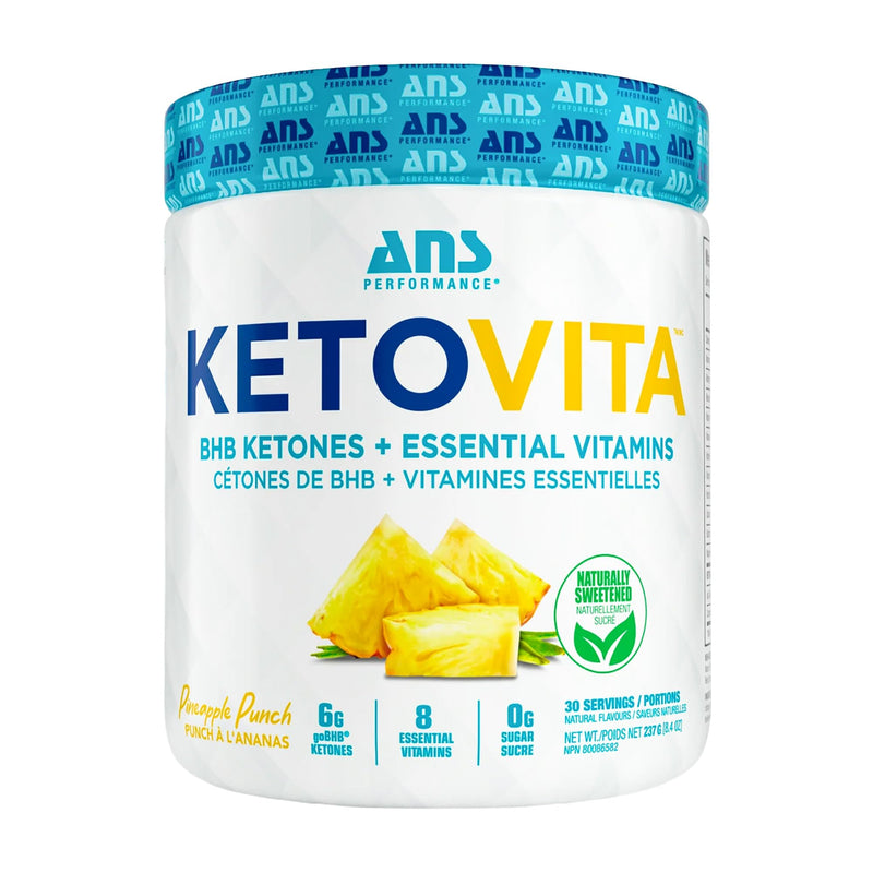 ANS Performance Ketovita BHB Ketones + Essential Daily Vitamins, 232g (30) Servings (Pineapple Punch)