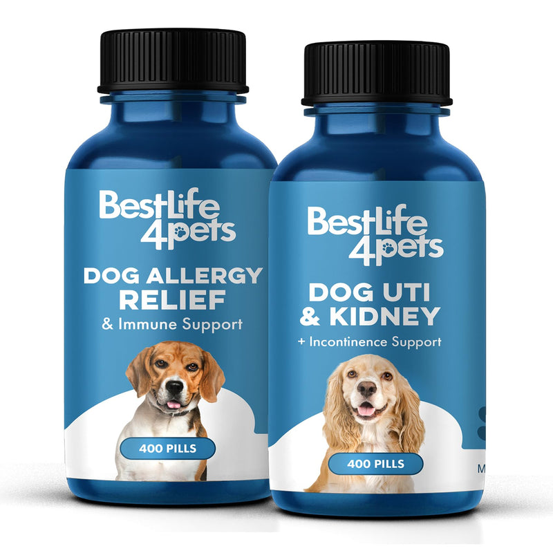 Dog UTI Treatment, Bladder & Kidney Support, Natural Incontinence and Bladder Control for Dogs Reduces Urinary Tract Infections and Dog Allergy Relief & Immune Support, Natural Holistic Itch Relief