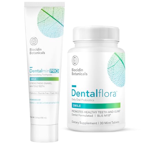 Dentalmin PRO + Dentalflora Tablets by Biocidin - Nano Hydroxyapatite Toothpaste with Oral Probiotic for Healthy Teeth & Gums