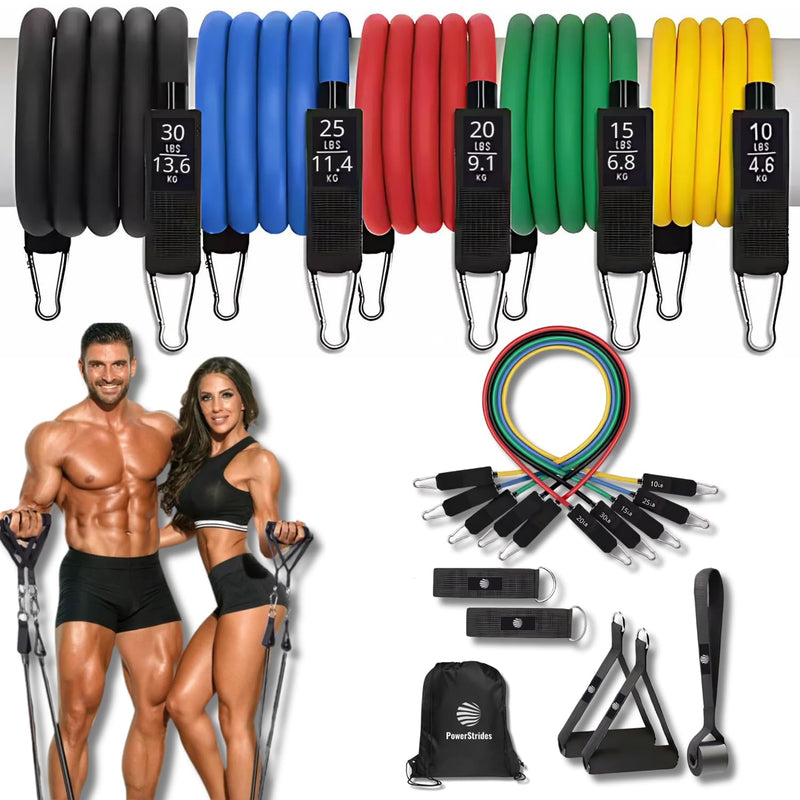 Resistance Bands Set for Men & Women - Best Choice for Full-Body Training, Pull up Exercise and All Kinds of Working Out. Premium Quality with Handles. Ideal for Strength and Mobility.