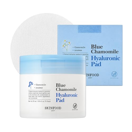 SKINFOOD Blue Chamomile Hyaluronic Pad Moisturizing Toner Pad Korean Skin Care