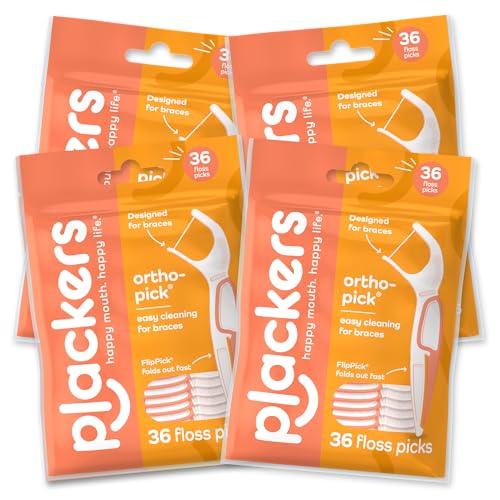 Plackers 36 Count Orthodontic & 300 Count Micro Line Dental Floss Picks Bundle