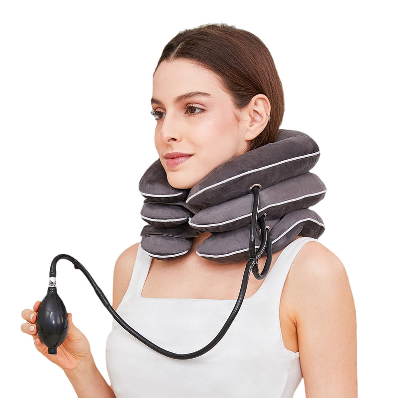 Neck Stretcher for Pain Relief, Adjustable Inflatable Cervical Traction Device, Neck Brace for Home Use, Supports Neck Decompression & Spine AlignmentÔºåGifts for Women (Grey) Grey - BeesActive Australia