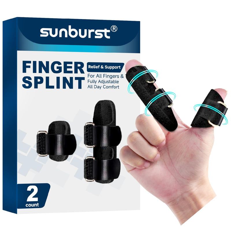 SUNBURST Finger Splint - Adjustable Trigger/Mallet Finger Brace for Thumb, Index & Middle Fingers - Easy One-Hand Fit, Breathable & Reusable for Arthritis/Injury Relief - BeesActive Australia