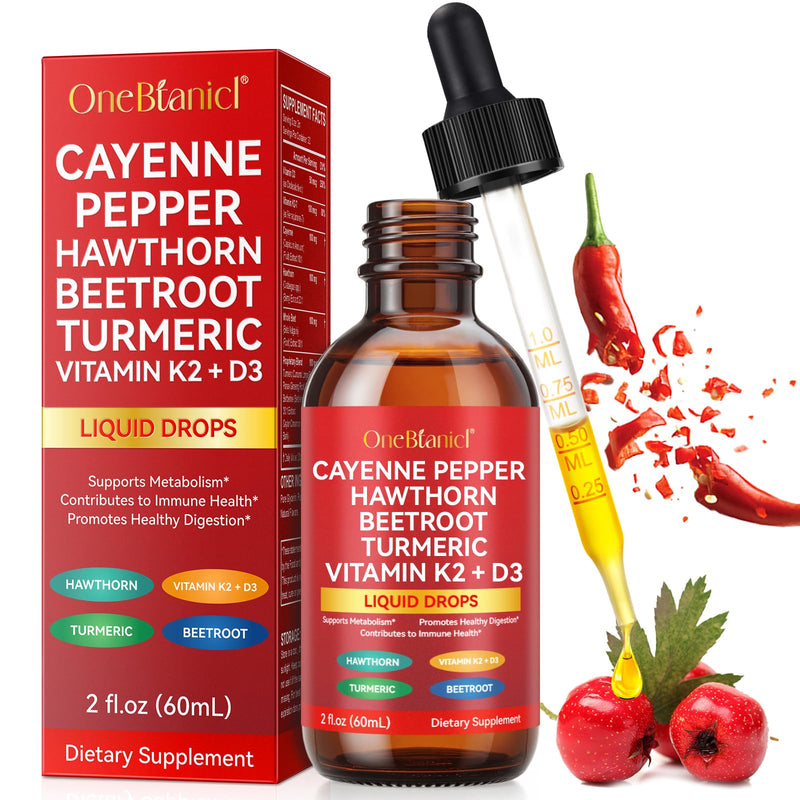 Cayenne Pepper Drops Supplement Liquid, Turmeric Curcumin, Hawthorn Berry, Ceylon Cinnamon, Organic Panax Ginseng, Berberine Extract, 2 Oz 2 Fl Oz (Pack of 1) - BeesActive Australia