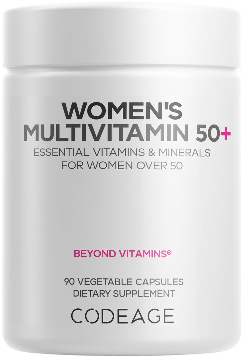 Codeage Women’s Multivitamin 50+ Supplement - Essential Vitamins for Women Over 50, Minerals, CoQ10, Hyaluronic Acid, Probiotics, Black Cohosh, Ashwagandha & Superfoods - Non-GMO - 90 Capsules