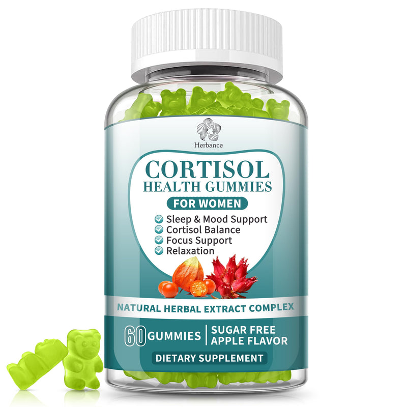 Cortisol Supplements Gummies for Women, Cortisol Reducer w.Ashwagandha Rhodiola Rosea Magnesium L-Theanine Phosphatidylserine Black Peper, Hormone Balanced & Lower Cortisol - 30 Day Vegan Supply 60 Count (Pack of 1)