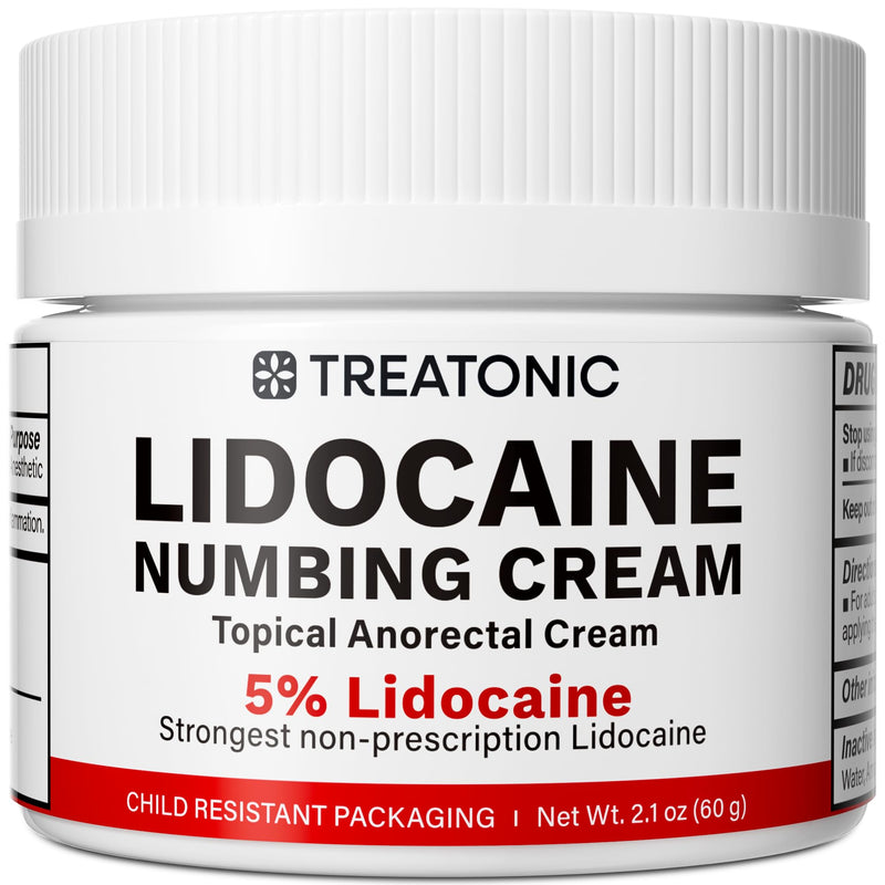 Treatonic 5% Lidocaine Numbing Cream: Lidocaine Cream Maximum Strength for Pain Relief, Itching, Burning, Soreness, Hemorrhoid Treatment - Fast Acting & Long Lasting Numbing Cream - 2.1 oz 1-Pack (5% Cream / 2.1 oz) - BeesActive Australia