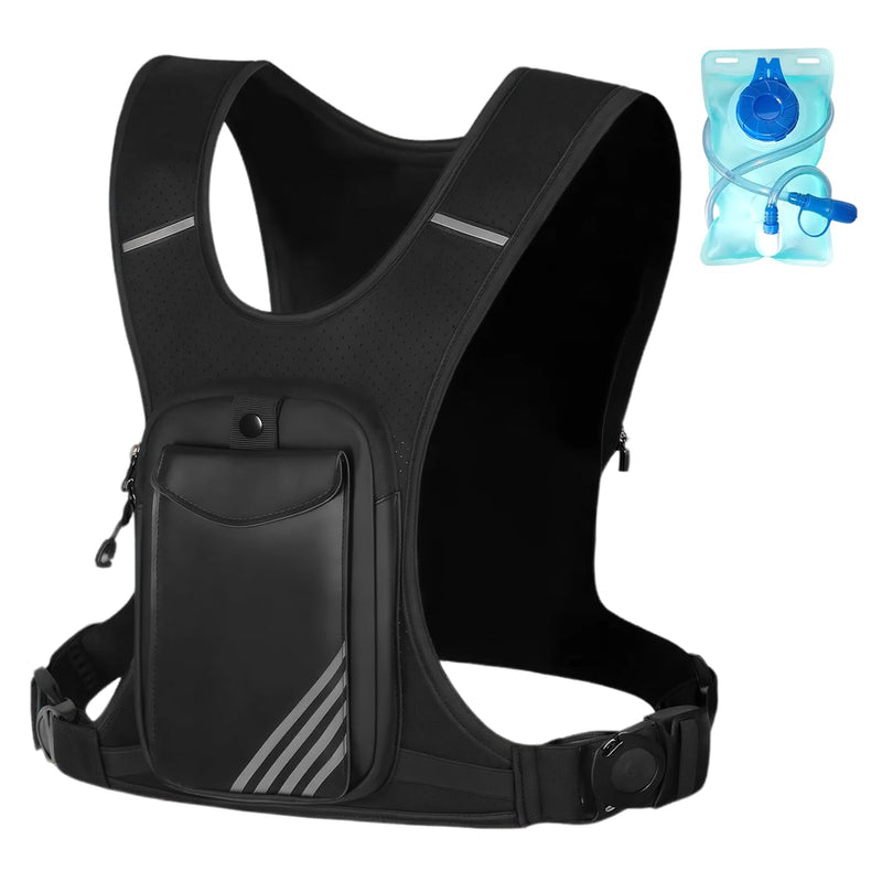 Running Hydration Vest Backpack Chest Bag with 800 ML Water Bladder, Minimalist Lightweight Running Vest for Women Men with Phone Holder, Extra Storage for Hiking Cycling Marathon Full_Black One Size