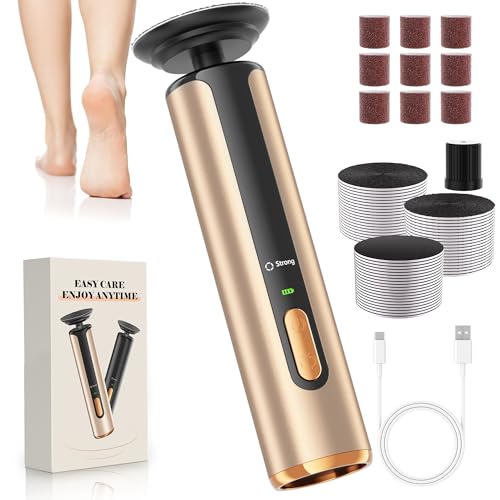 Electric Foot Callus Remover, Callus Remover for Feet with 60 Pcs Sandpaper Discs, Rechargeable & Adjustable Speeds LED Display, 2-in-1 Electric Foot File for Dead Skin Removal & Nail Care