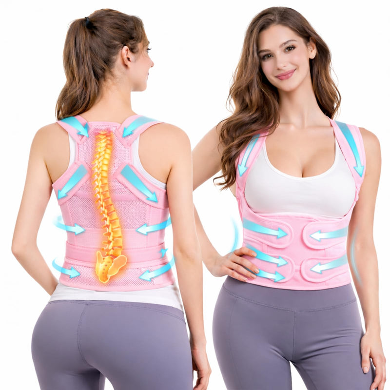 Posture Corrector for Men and Women – Dual-Zone Elastic Design with Adjustable Straps, Helps Improve Posture and Relieve Back Discomfort, Comfortable for Office Wear (Pink, Large) Pink - BeesActive Australia