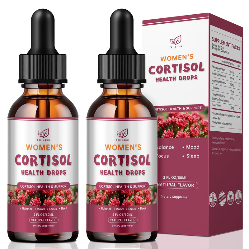 （2 Pack）Cortisol Manager Liquid Drops, Cortisol Supplements for Women, with magnesium ashwagandha, rhodiola rosea,l-theanine,Phosphatidylserine-Promote Relaxation and Support Mood- 30 Day Vegan Supply 4 Fl Oz (Pack of 2)
