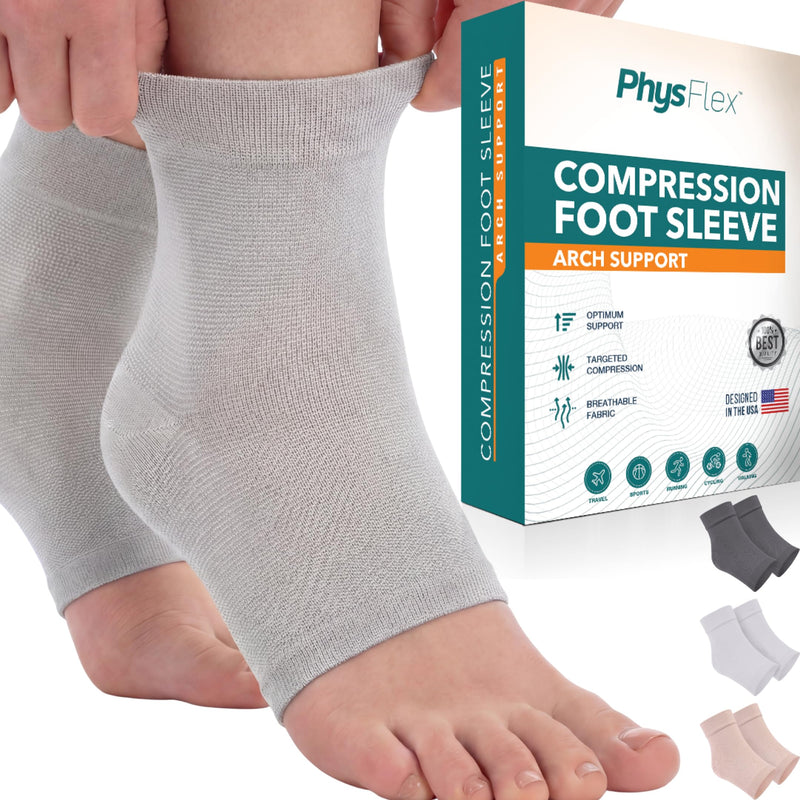 Compression Socks 20-30mmHg for Plantar Fasciitis, Achilles Tendonitis Relief - Ankle Compression Sleeve for Heel Spurs, Foot Swelling & Fatigue - Arch Support Brace for Everyday Use (1 Pair) Solid Gray Large - BeesActive Australia