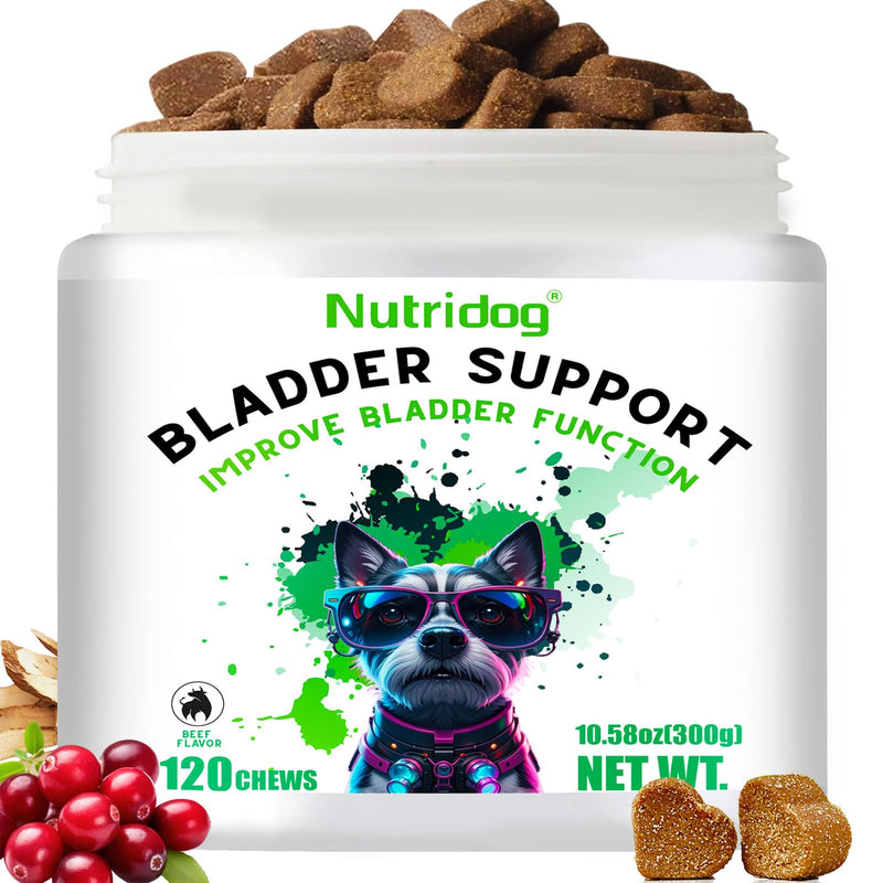 D-Mannose & Cranberry Supplement for Dogs - Bladder Control Supplement, Beef Flavor Soft Chews -Urinary Tract Health, Bladder Control, Immune & Gut Health - 120 Count (120 Ct, Beef) 120 Ct