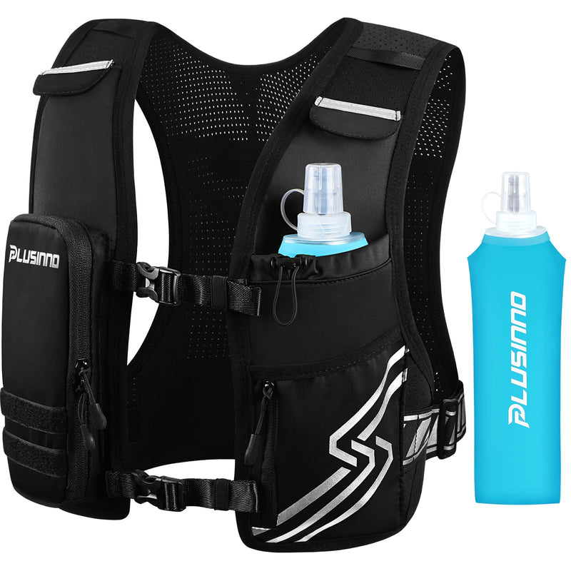 Running Vest for Women Men, Running Hydration Vest with 500ml Soft Flask & Touch-Screen Phone Pocket, Reflective Lightweight Hydration Backpack for Hiking with Adjustable Chest Waist Straps Medium-Large (Chest 33"-48")
