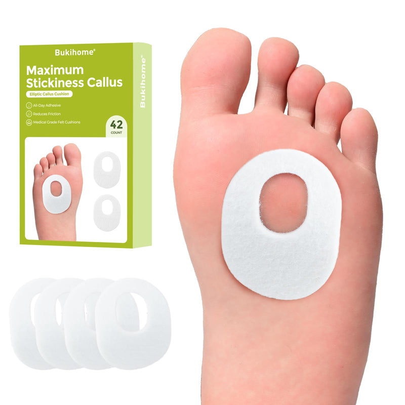 Bukihome Callus Cushions Corn Removers for Foot Bottom, 1/5" Thick Oval Corn Removers Callus Pads, Adhesive Corn Pads for Men & Women - Relieve Friction, Pressure & Shoe Rubbing (White, 42 Count) White - BeesActive Australia