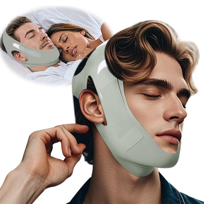 2-Pack Unisex Chin Strap for Snoring | Adjustable, Breathable & Skin-Friendly, Universal Fit Anti-Snore Set for Couples & Sleepers Gray