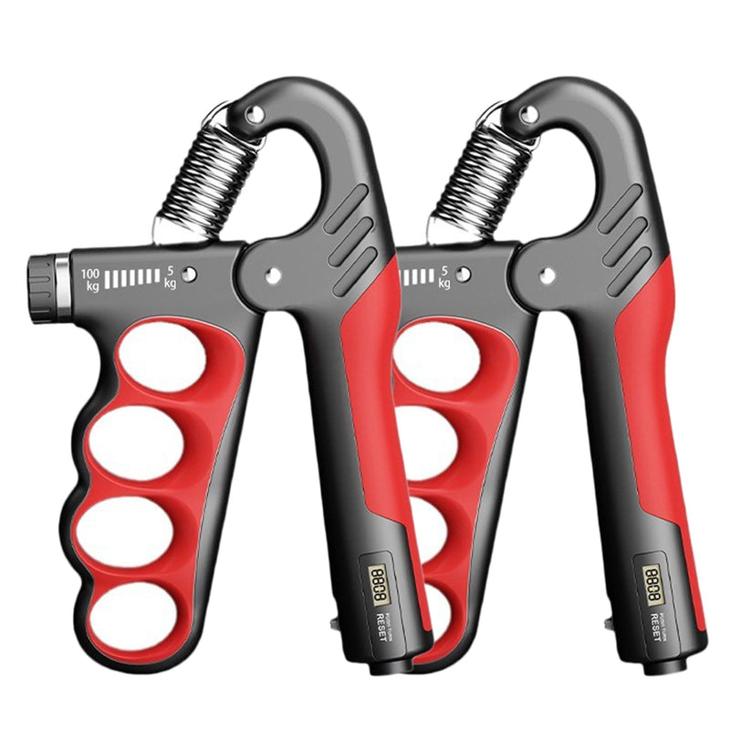 2PACK Grip Strength Trainer, 5-100KG (11-220 LB) Adjustable Resistance Forearm Hand Gripper Strengthener with Counter, Hand Wrist Exercise Workout Equipment for Home/Office Gym Red - BeesActive Australia
