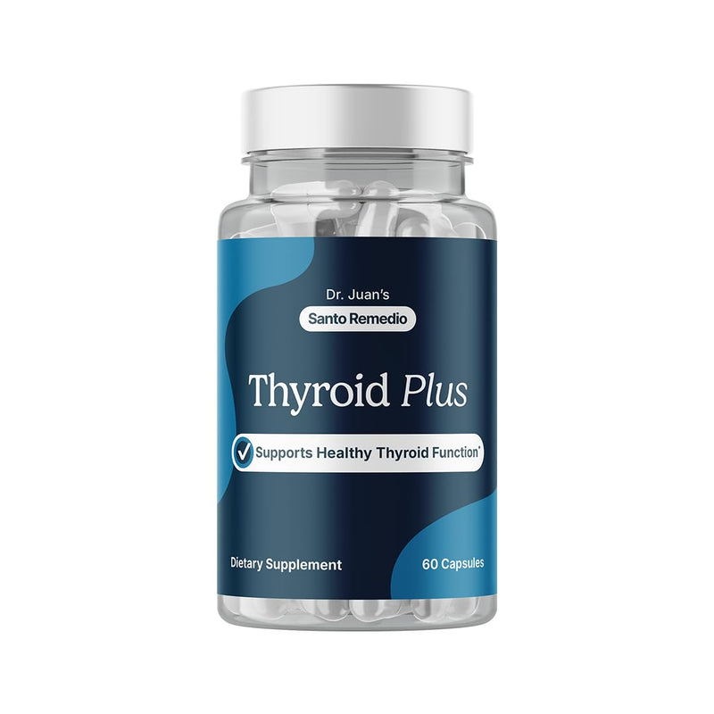 Santo Remedio Thyroid Plus, Thyroid Health Support Supplement - 30 Servings | Supports Healthy Thyroid Function with Vitamin B12, Iodine, Selenium, Zinc, Copper & L-Tyrosine - 60 Capsules