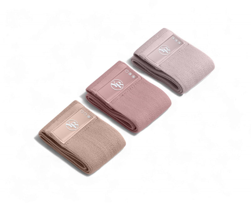 Fabric Booty Band Set for Pilates and Other Workouts- 3 Levels of Resistance 100% Latex Free Blush