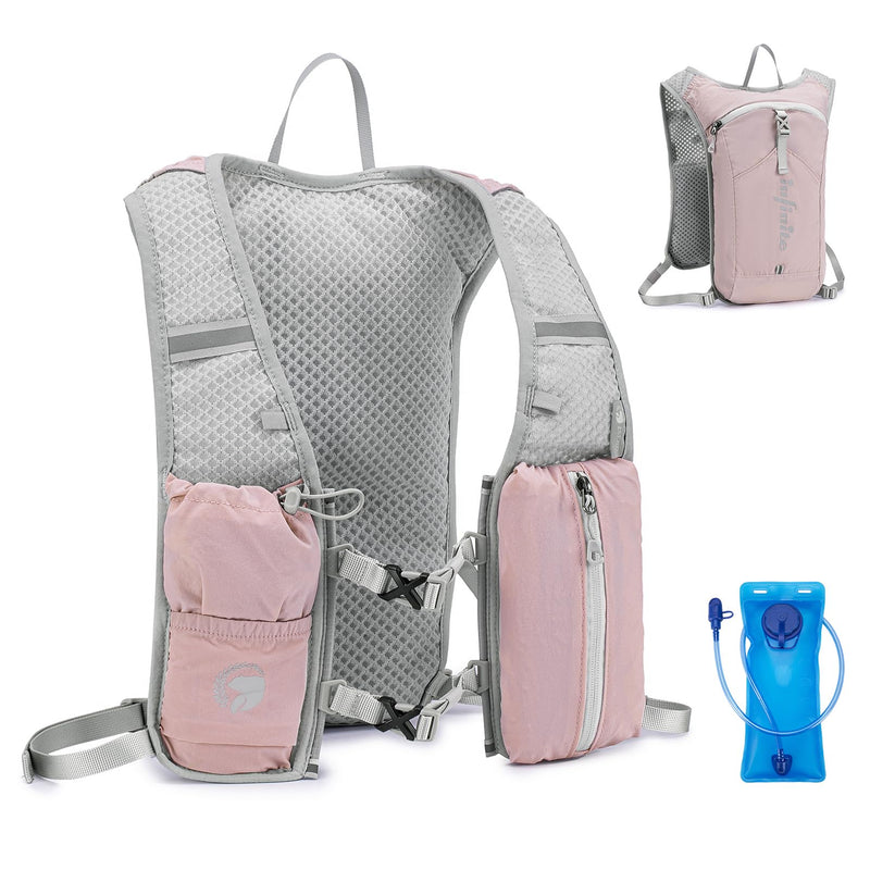 Lightweight Running Vest for Women Men, Adjustable Chest Straps Running Hydration Vest with 1.5L Water Bladder for Hiking Trail Running Cycling Race Marathon Pink