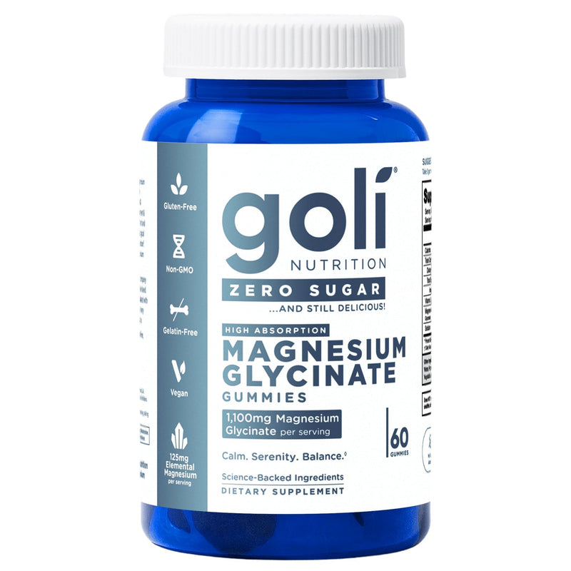 Goli Zero Sugar Magnesium Gummies - 125mg Magnesium (from Magnesium Glycinate) with Vitamin D - No Artificial Sweeteners, No Sugar Alcohols - Vegan, Keto-Friendly, Gluten-Free 60 Count