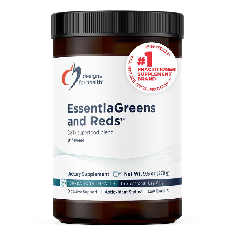 Designs for Health EssentiaGreens and Reds (Unflavored, 30 Servings), Vegan Superfood Powder with Spirulina, Kale, Apple & More, for Daily Nutrition and Digestive Health