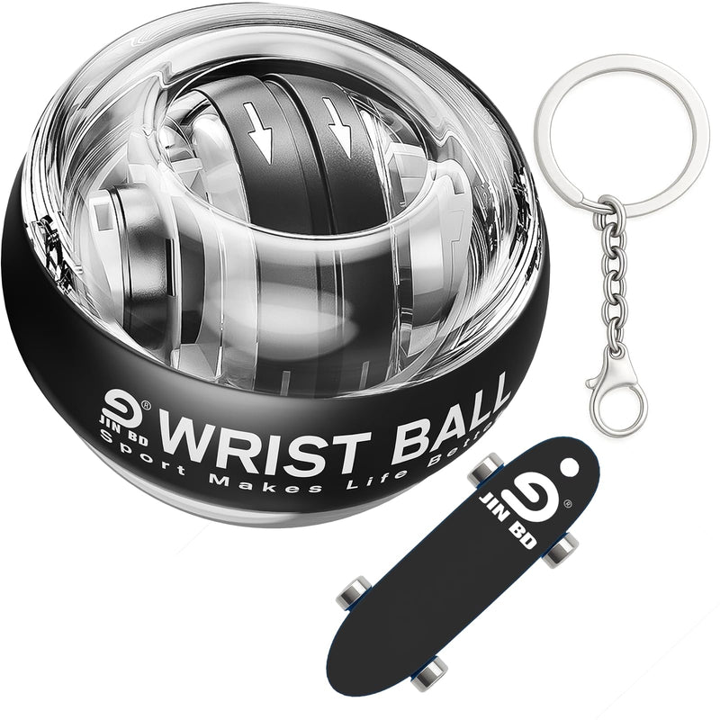 Wrist Ball Gyroscope Forearm Trainer, Torque Ball, Power, Automatic Start Wrist Strengthener, Black without LED light combination