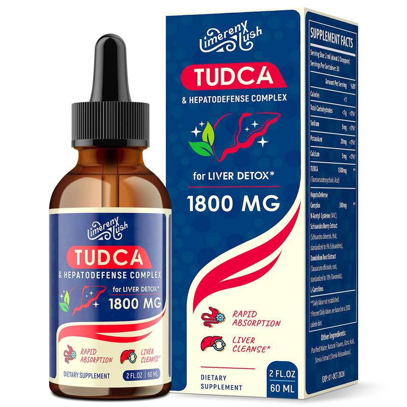 TUDCA Liver Support Drops 1800mg - Powerful Liver Supplement with Bile Salts, NAC, Schisandra and Dandelion, Liver Cleanse Detox & Repair - Fast-Absorbing, Sugar-Free, Alcohol-Free ‚Äì 2 Fl.Oz 2 Fl Oz (Pack of 1)