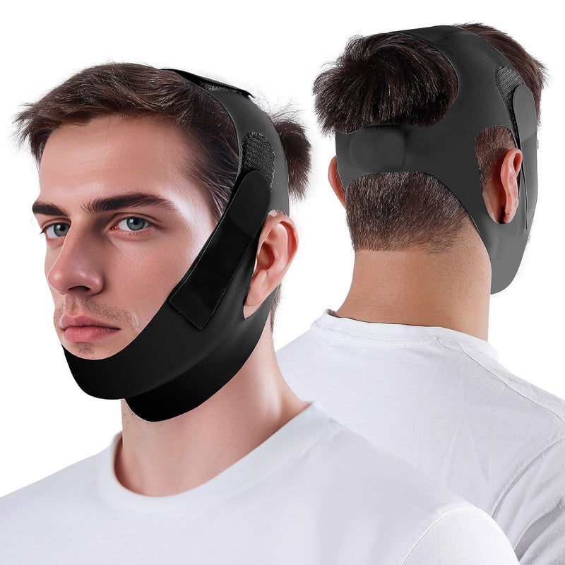 NOIKO Anti Snoring Chin Strap Adjustable, High Elasticity Traceless Chin Strap for Sleeping, Effective Anti Snoring Device, Snore Stopper Breathable and Durable for Adult 1 Black M