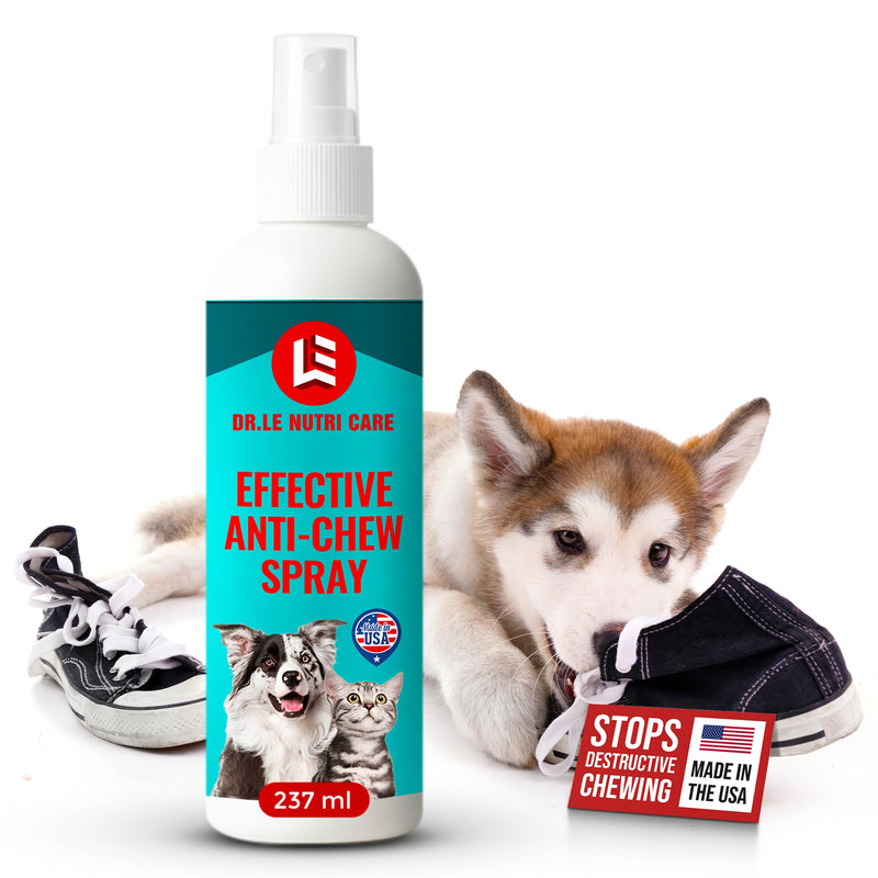 Dr.Le Nutri Care No Chew for Puppy, Dogs & Cats - Extended Formula - Made in USA - 237mL (8 fl Oz) - Multi-Surface Application – Safe, Bitter Deterrent – No Residue or Stains