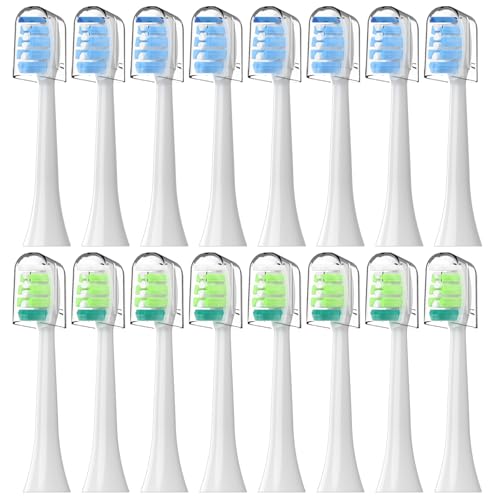 Toothbrush Replacement Heads for Philips Sonicare 16(Green and Blue) Pack Soft Replacement Electric Toothbrush Head Compatible with Philips Sonicare Electric Toothbrush Blue and Green