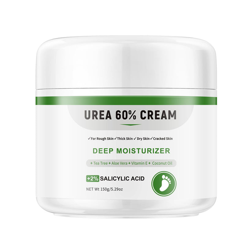 Urea Cream 60 Percent For Feet Maximum Strength Plus Salicylic Acid 2%, Tea Tree Foot Lotion For Dry Feet, Foot Cream Intensive Repair Foot Moisturizer 5.29oz 5.29 Ounce