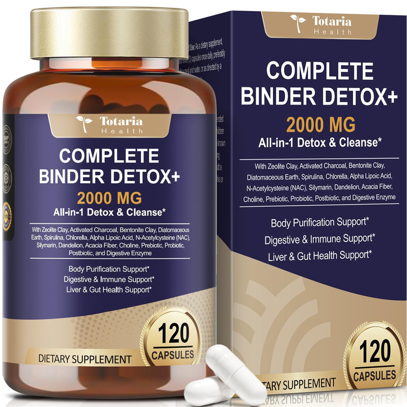 2000MG All-in-1 Detox Binder, Activated Charcoal, Zeolite, Bentonite Clay, Alpha Lipoic Acid, 7-Layer Detox & Cleanse Supplement, Liver & Gut Support, 120 Counts - BeesActive Australia