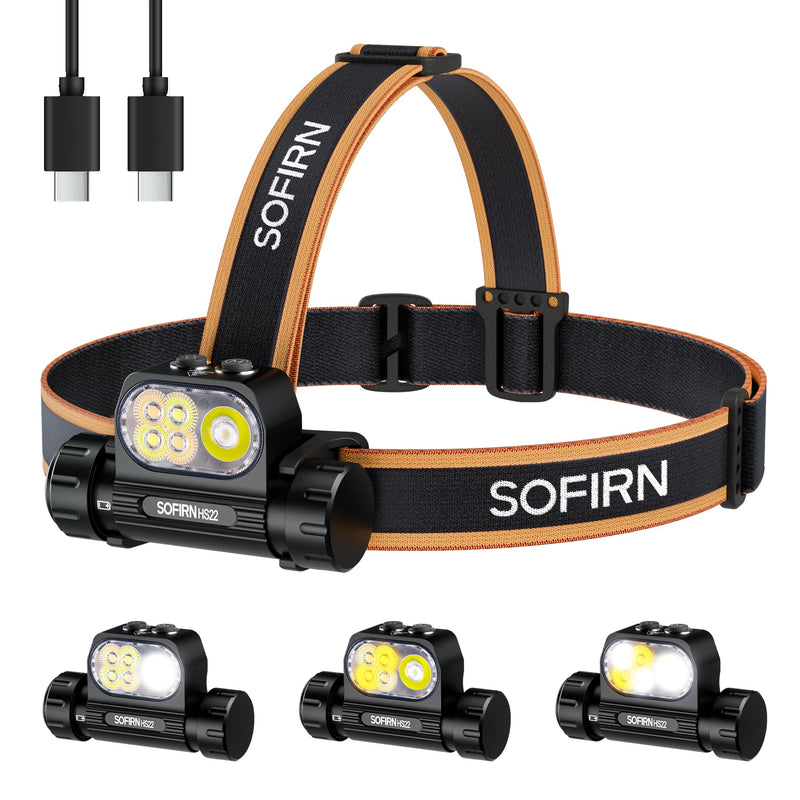 Sofirn HS22 Rechargeable Headlamp 2500 Lumen, 2700K-6500K Color Temperature Control, LED High Brightness Head Lamp with Floodlight Spotlight, Waterproof Headlight for Camping, Running, Outdoor Use - BeesActive Australia