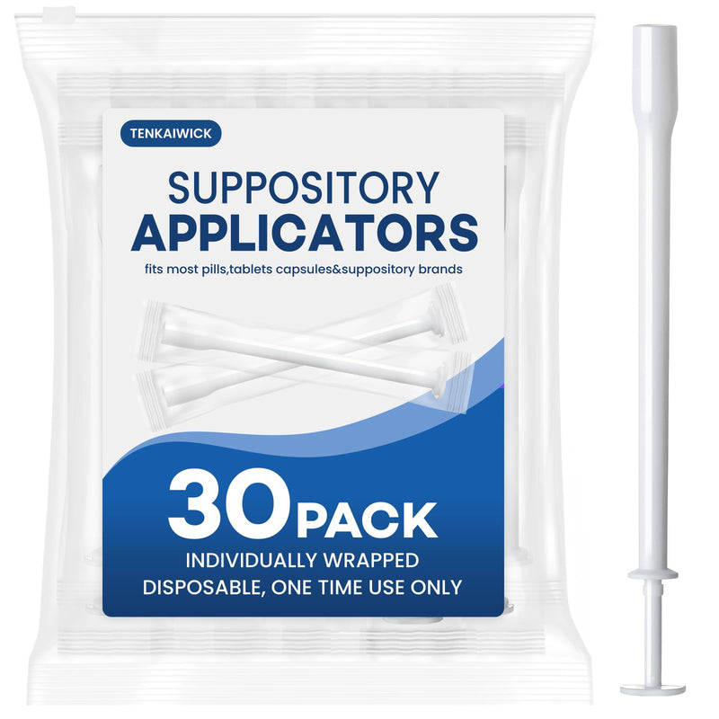 TENKAIWICK 30 Pack Disposable Vaginal Suppository Applicator for Women, Vaginal Applicator fits Size 0/00 Cap-Sules and Most Pills, Tablet Suppositories, Individually Wrapped 30P