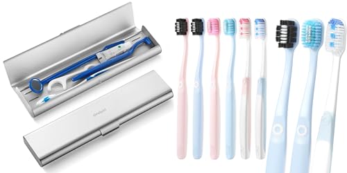 Wider Aluminum Toothbrush Travel Case+Oralphi Soft Toothbrushes for Morning Freshness & Night Cleanliness