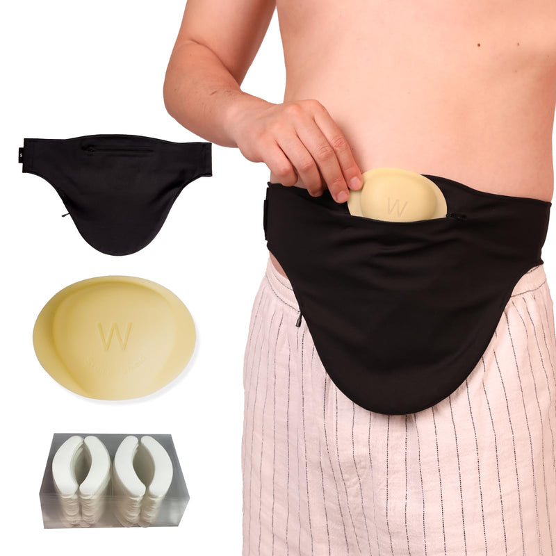 New Ostomy Belt with Stoma Guard and 50 Pairs of Stickers | Ultimate Protection for Your Ostomy Bag | Ostomy Bag Covers for Men and Women | Black(L) Large