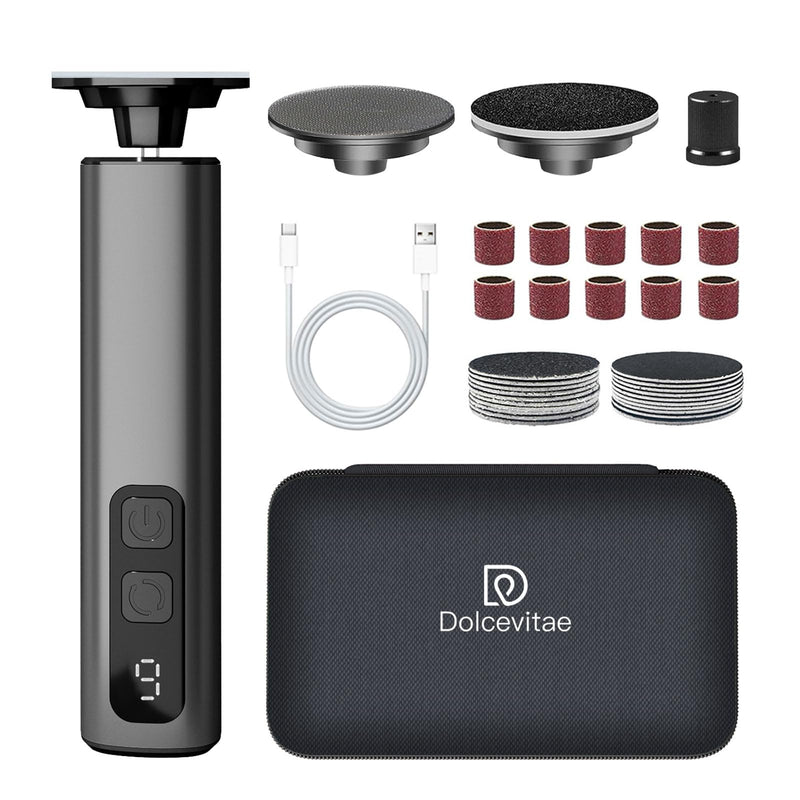 Electric Foot Callus Remover, 9-Speed for Dead Skin, Aluminum Alloy, Nano Glass Disc, Type-C Rechargeable, Replacement Discs, Storage Case – Spa Pedicure, Relaxing Self-Care (Gunmetal) Gunmetal（professional Edition） - BeesActive Australia