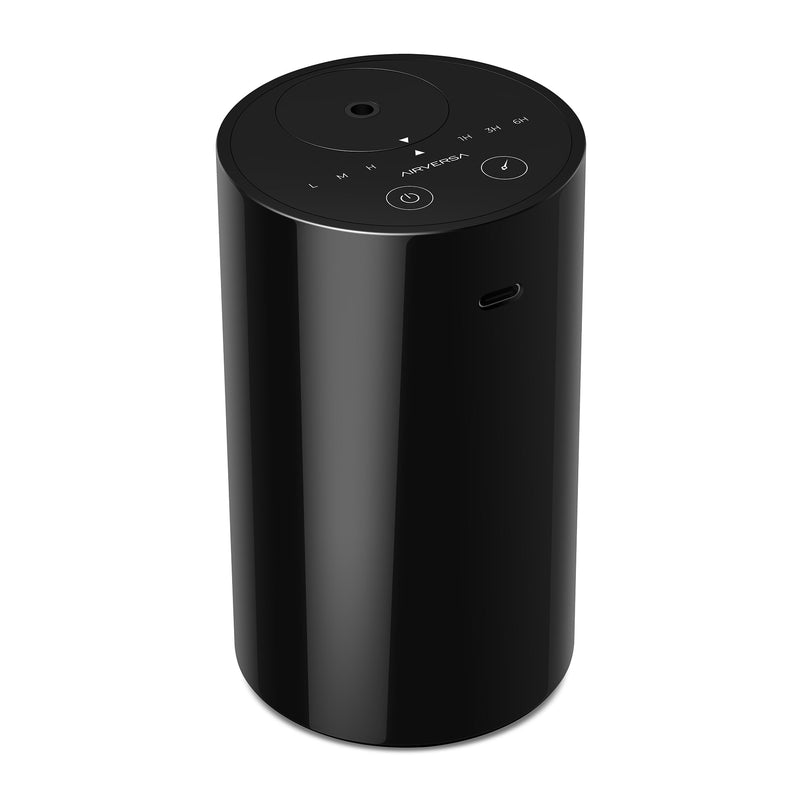 Airversa Waterless Diffuser for Essential Oil, Battery Operated Nebulizer, 0.7 Fl.Oz./ 20mL Capacity, Mini Scent Air Machine, 3 Countdown Timers & 3 Mist Levels for Home Room Car Office - AN8 Black Black-1pc - BeesActive Australia
