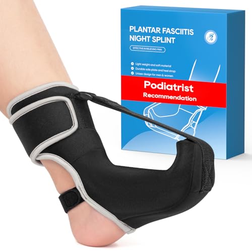 Plantar Fasciitis Night Splint Socks - Soft Plantar Fasciitis Relief Brace for Heel Spurs, Achilles Tendonitis & Foot Drop - Comfortable Sleep Foot Brace for Women and Men Black-M