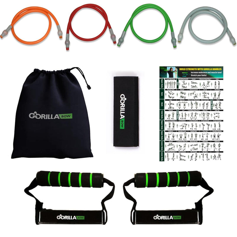Gorilla Bow Resistance Bands with Handles Quick-Lock Multi-Layer Exercise Bands for Work Out, Non Slip Grip for Full-Body Strength Training, Heavy Resistance Training, Yoga, Home Workout Set 150LBS