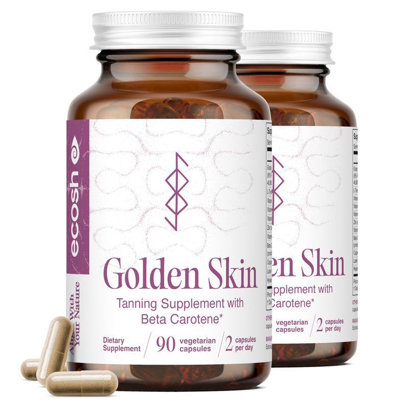 Golden Skin Tanning Supplement for Women & Men ‚Äì Potent Tanning Pills with Beta Carotene, Lutein & L-Tyrosine for Skin Health | Natural Antioxidant Supplement & Tanning Vitamins | 180 Vegan Capsules