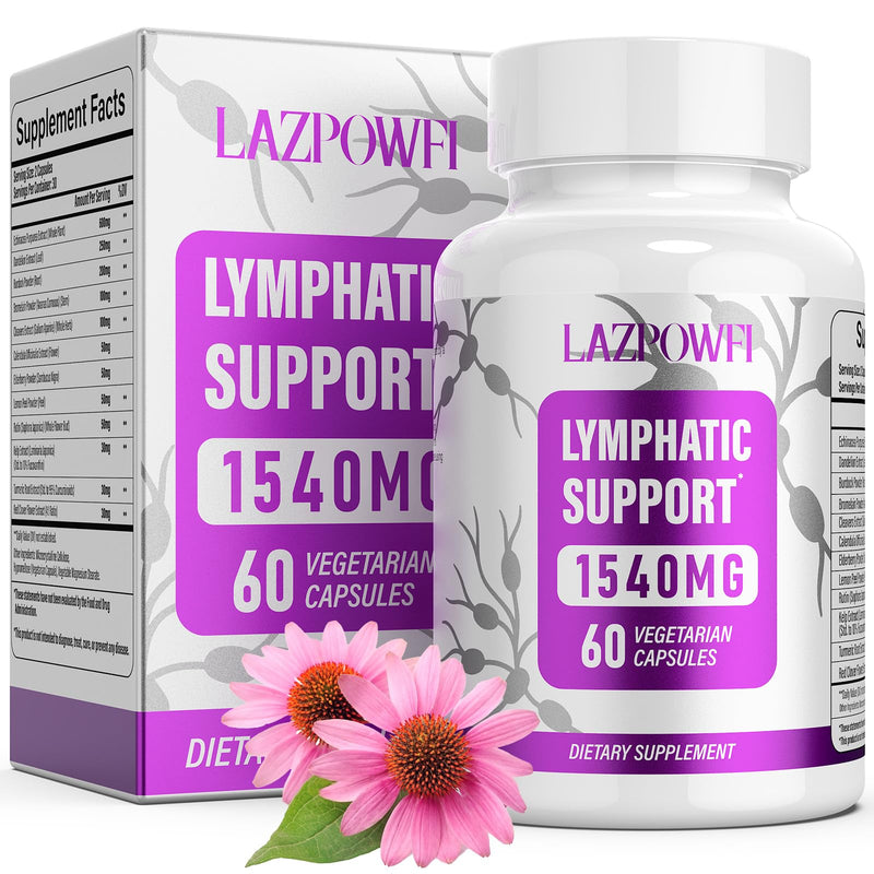 Lymphatic Drainage Supplements, 1540mg Lymph System Support Supplement for Women & Men with Dandelion, Burdock, Echinacea,Rutin, Turmeric,Cleavers & More, 60 Capsules 1 Count (Pack of 60) - BeesActive Australia