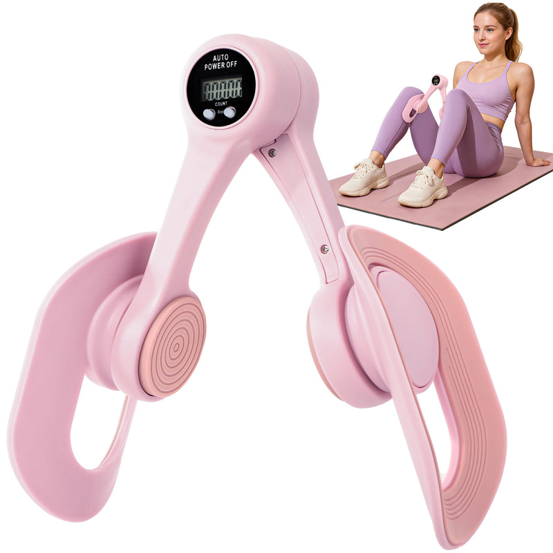 Thigh Master, Pelvic Floor Strengthening Device with Display Counter Hip Trainer Kegel Exerciser, Leg Inner Thigh Trainer Pelvic Floor Muscle Trainer, Thigh Exercise Workout Equipment for Home Pink - BeesActive Australia